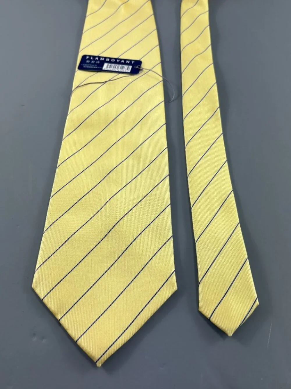 Flameboyant Japanese Yellow / Blue Pin Striped Men's Tie NWT